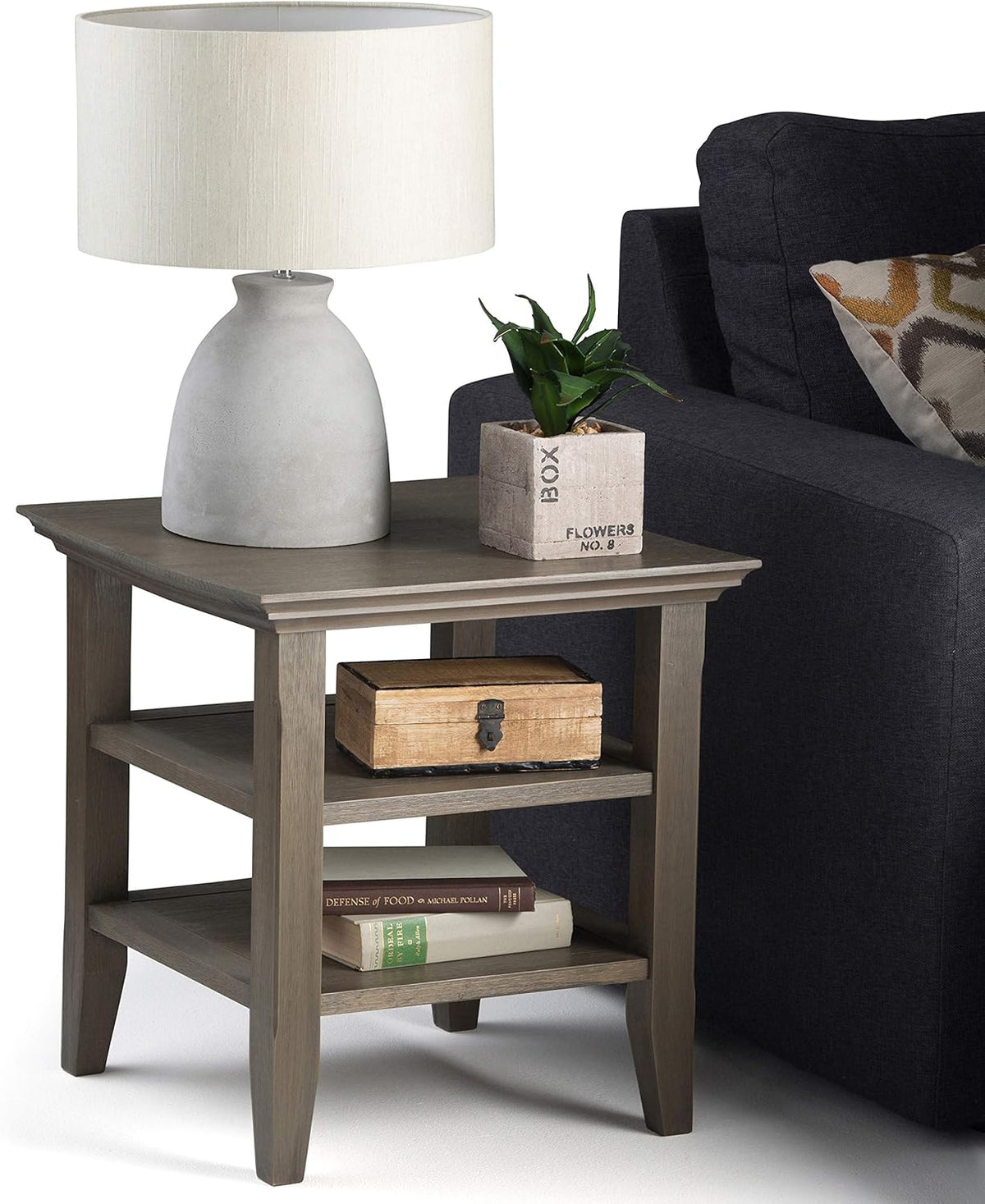 19 inch Rustic Natural Aged Brown End Table O1023