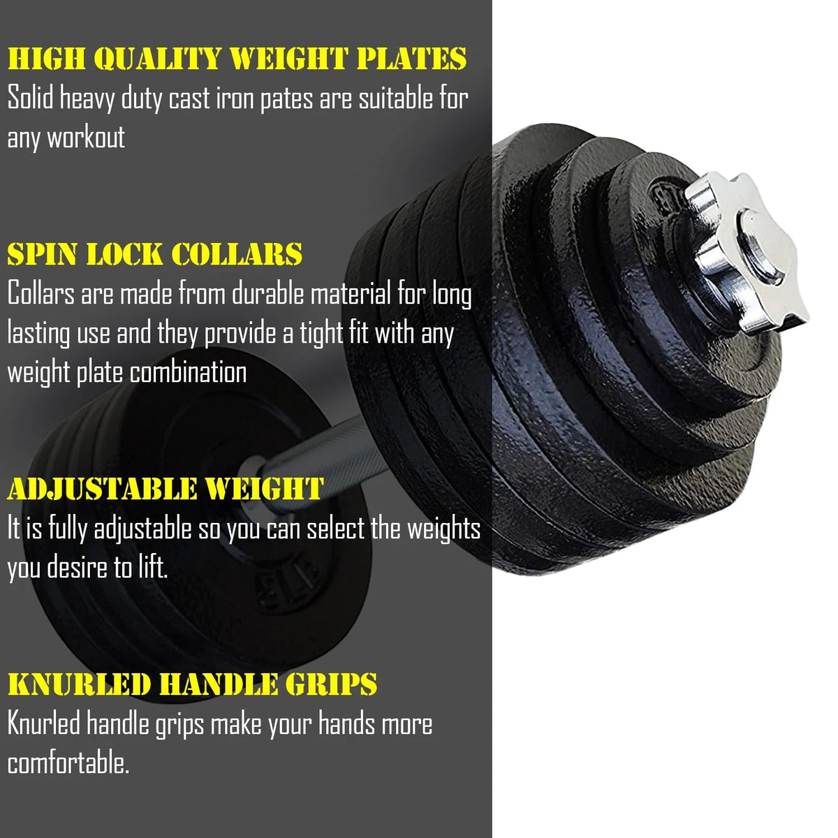 105 lbs Adjustable Cast Iron Dumbbells Set R21432