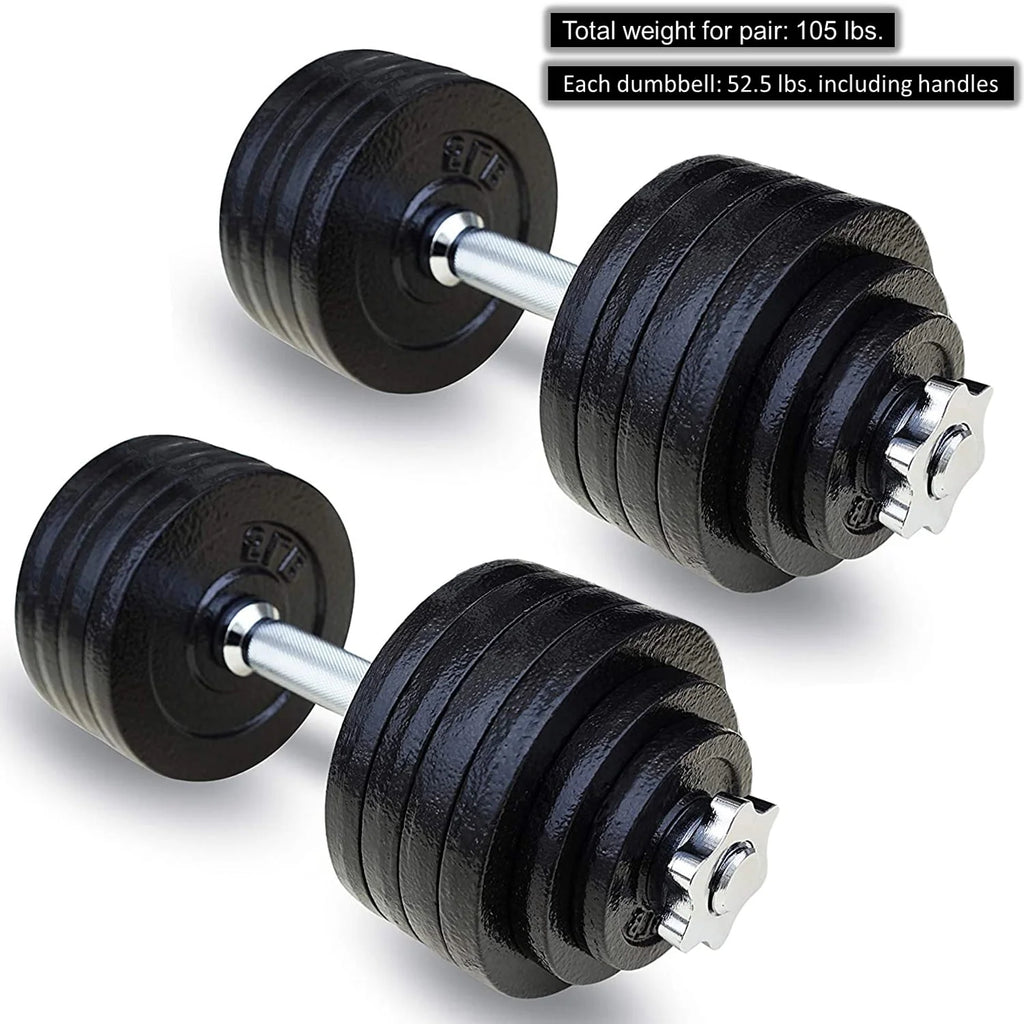 105 lbs Adjustable Cast Iron Dumbbells Set R21432