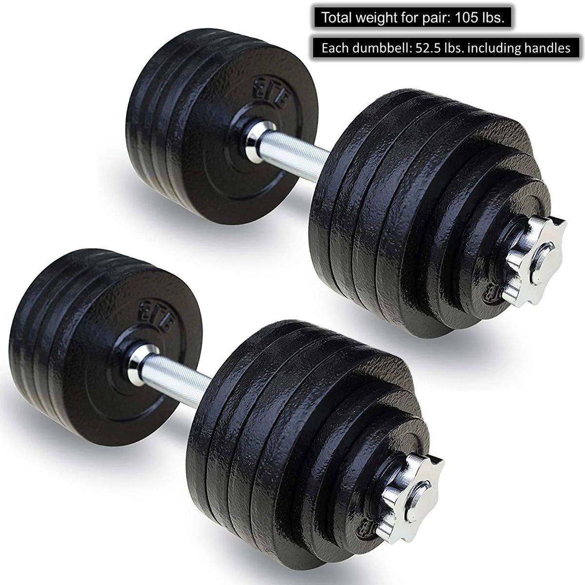 105 lbs Adjustable Cast Iron Dumbbells Set R21432