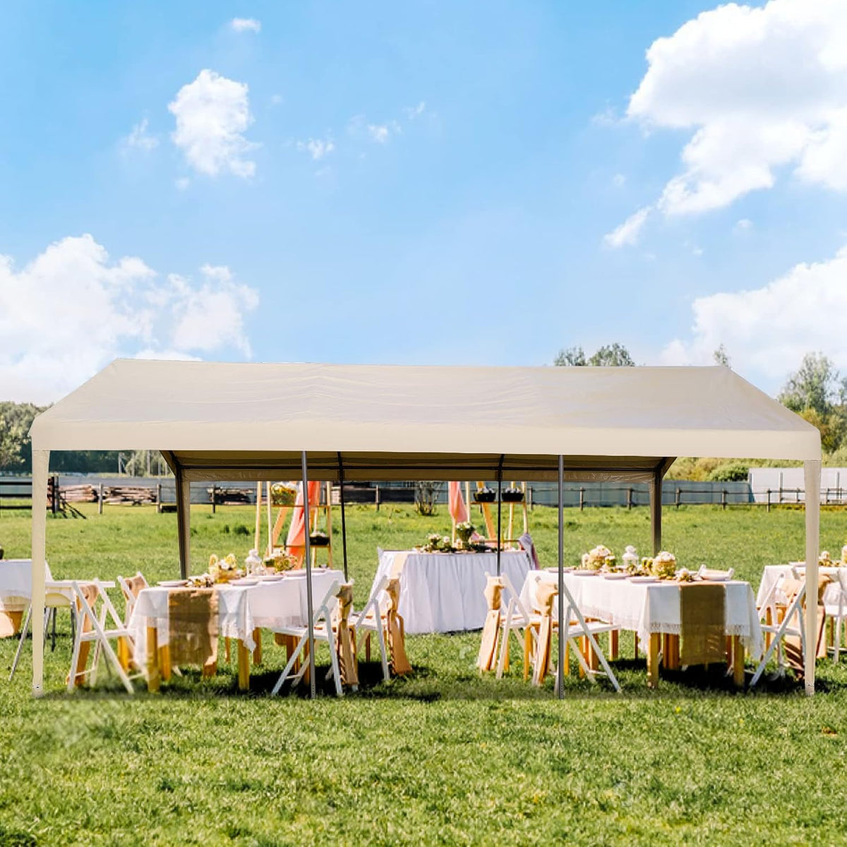 10x20ft Heavy Duty Carport with Sidewalls and Doors H62879