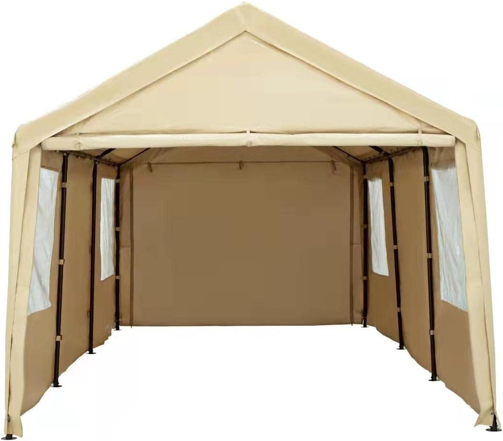 10x20ft Heavy Duty Carport with Sidewalls and Doors H62879