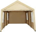 10x20ft Heavy Duty Carport with Sidewalls and Doors H62879