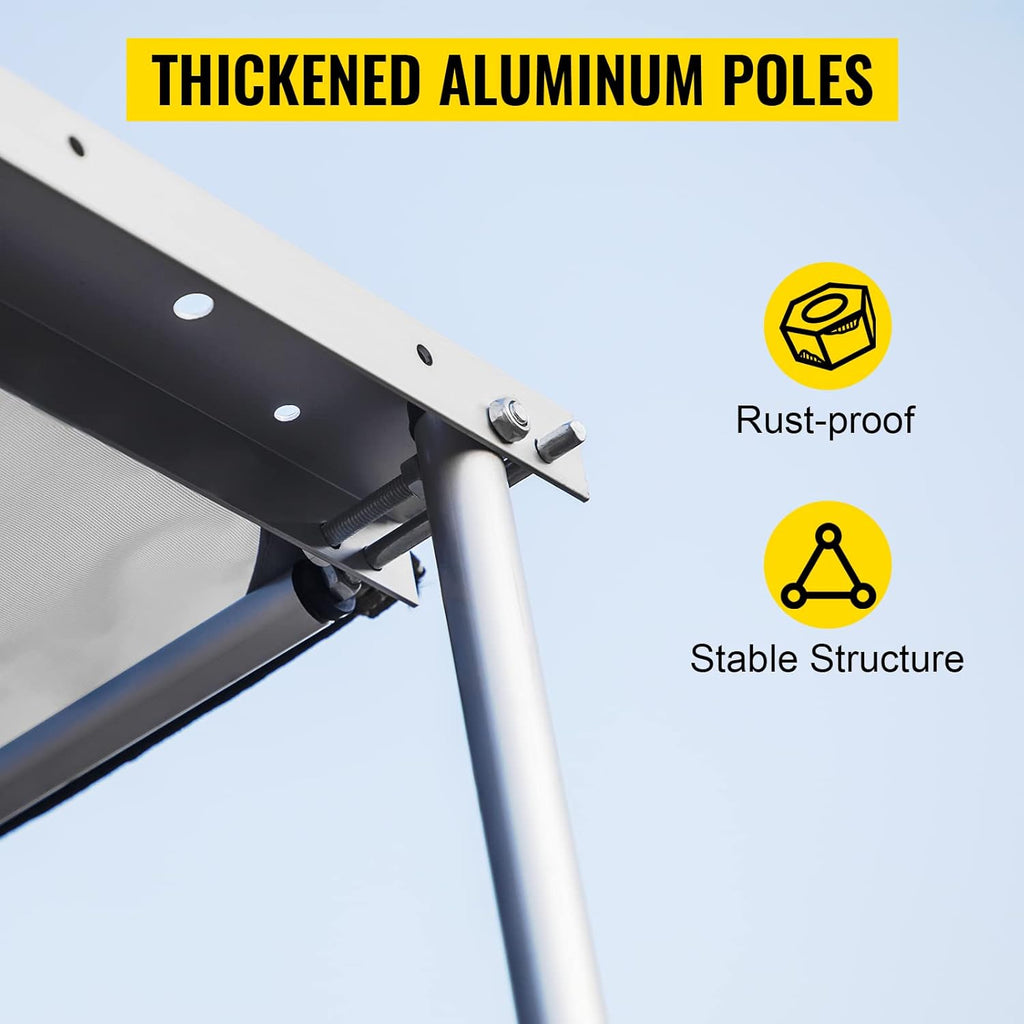 Car Side Awning, 8.2'x6.5', Pull-Out Retractable Waterproof UV50+ with Carry Bag, Grey W6130
