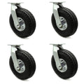 10x22 Pneumatic Swivel Caster Set of 4 Black Rubber Wheel A647