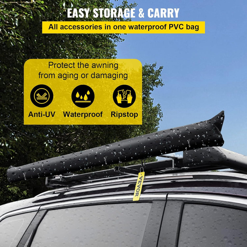 Car Side Awning, 8.2'x6.5', Pull-Out Retractable Waterproof UV50+ with Carry Bag, Grey W6130