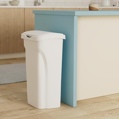 10 Gal Kitchen Trash Can with Dual Swing Lid, Pack of 2, White F713628