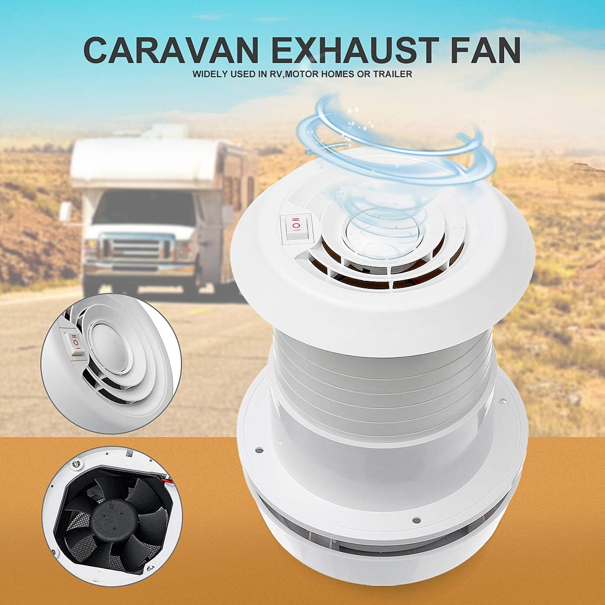 12V RV Roof Vent Exhaust Cooling Fan U890
