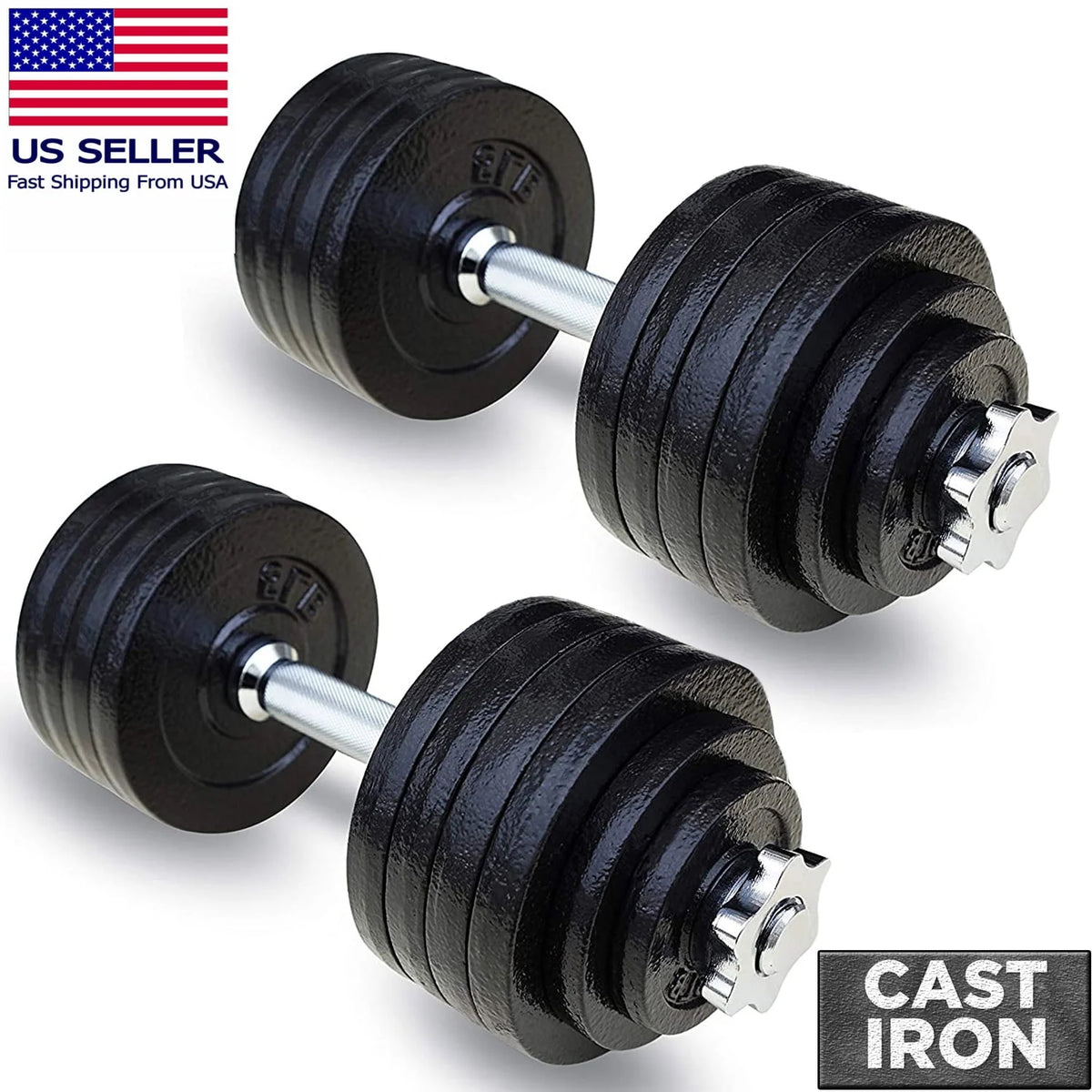 105 lbs Adjustable Cast Iron Dumbbells Set R21432