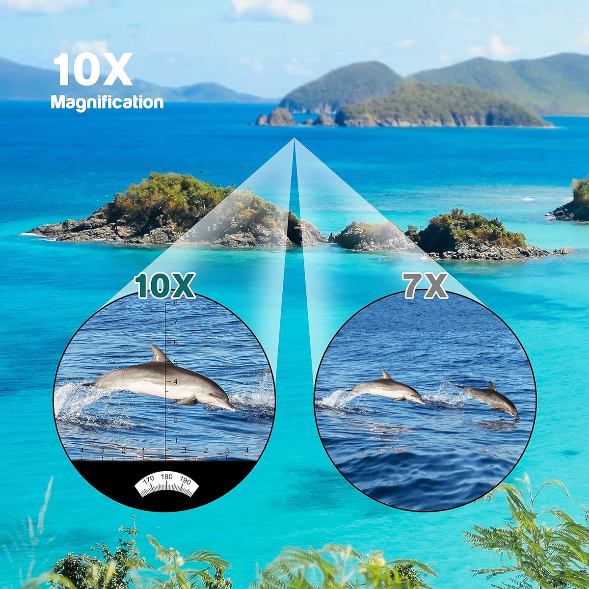10X50 Waterproof Marine Binoculars with Rangefinder and Compass T569