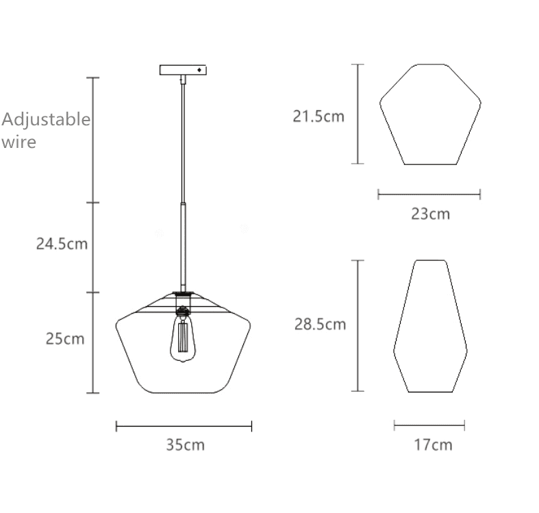 Vintage Glass 3 Light Pendant Lamp Adjustable Height Gold Finish Q4057