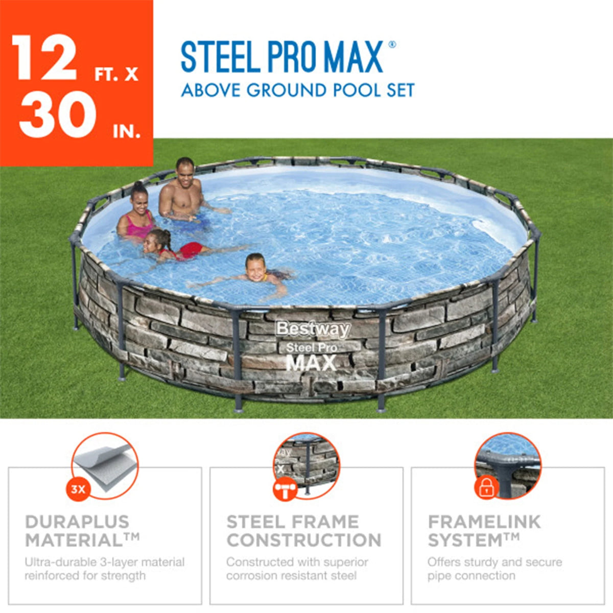 12' x 30 Round Above Ground Pool with Pump D498105