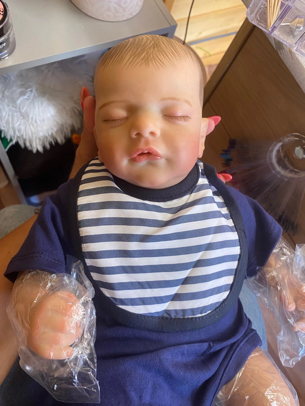 19 inch Soft Vinyl Sleeping Boy Doll with Cloth Body A904204