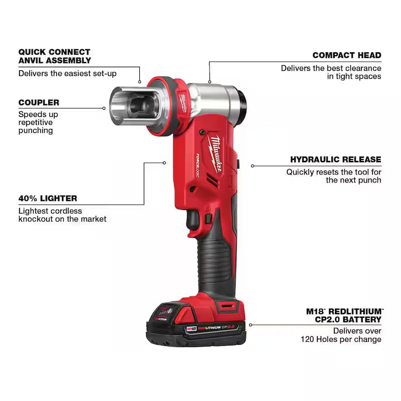 18V Lithium-Ion Cordless Knockout Tool Kit with Die Set N2737