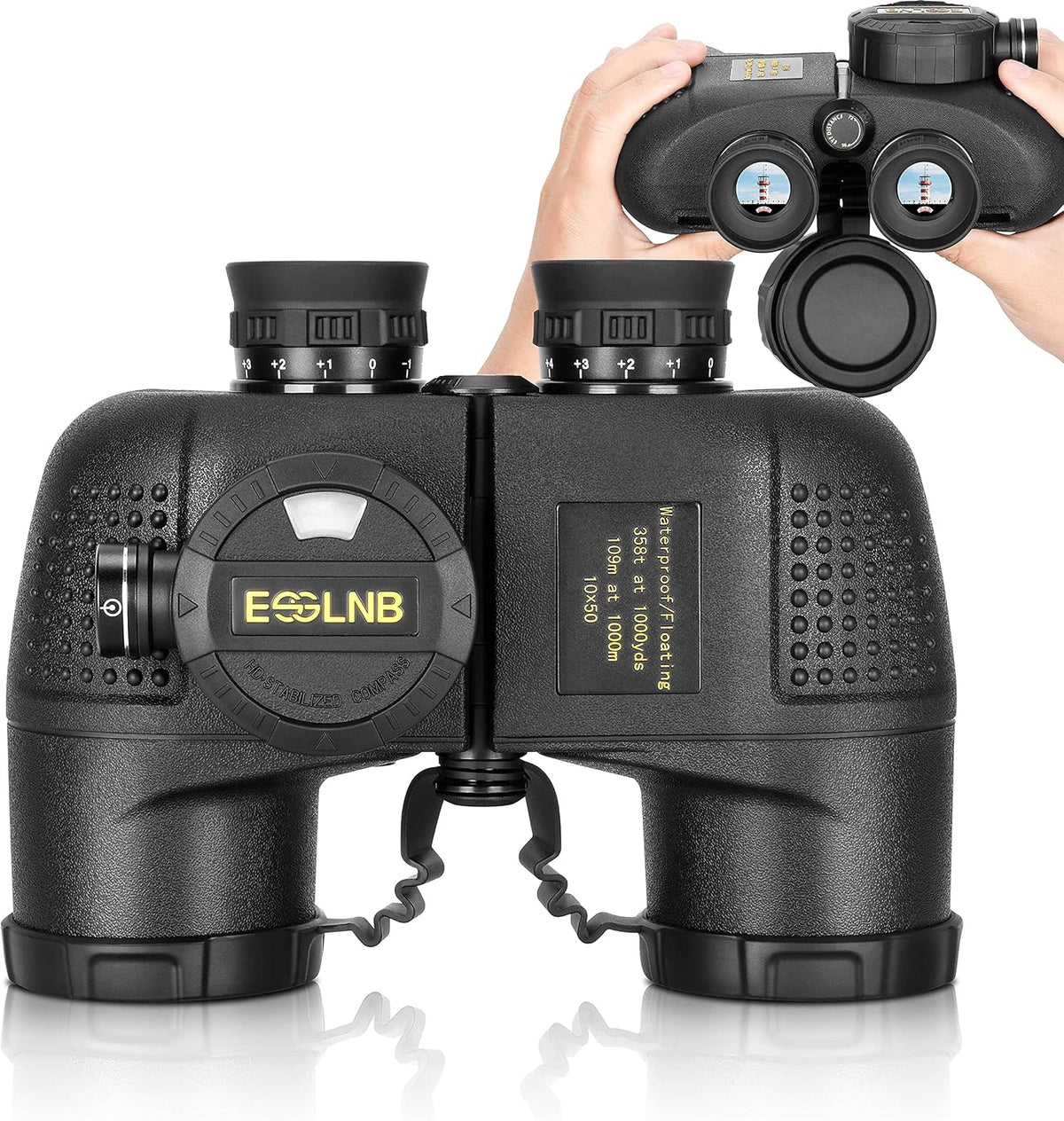 10X50 Waterproof Marine Binoculars with Rangefinder and Compass T569