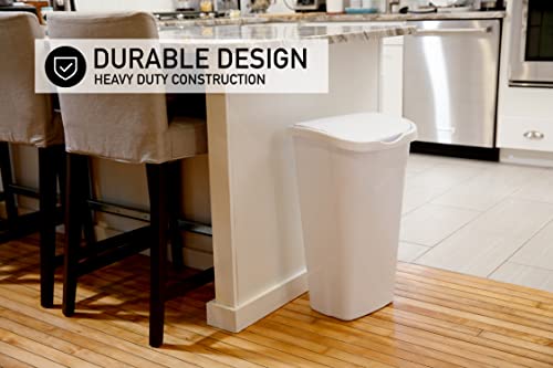 10 Gal Kitchen Trash Can with Dual Swing Lid, Pack of 2, White F713628