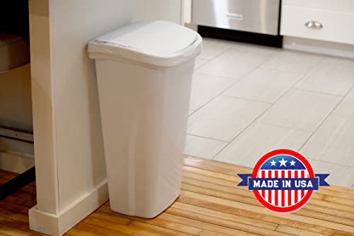 10 Gal Kitchen Trash Can with Dual Swing Lid, Pack of 2, White F713628