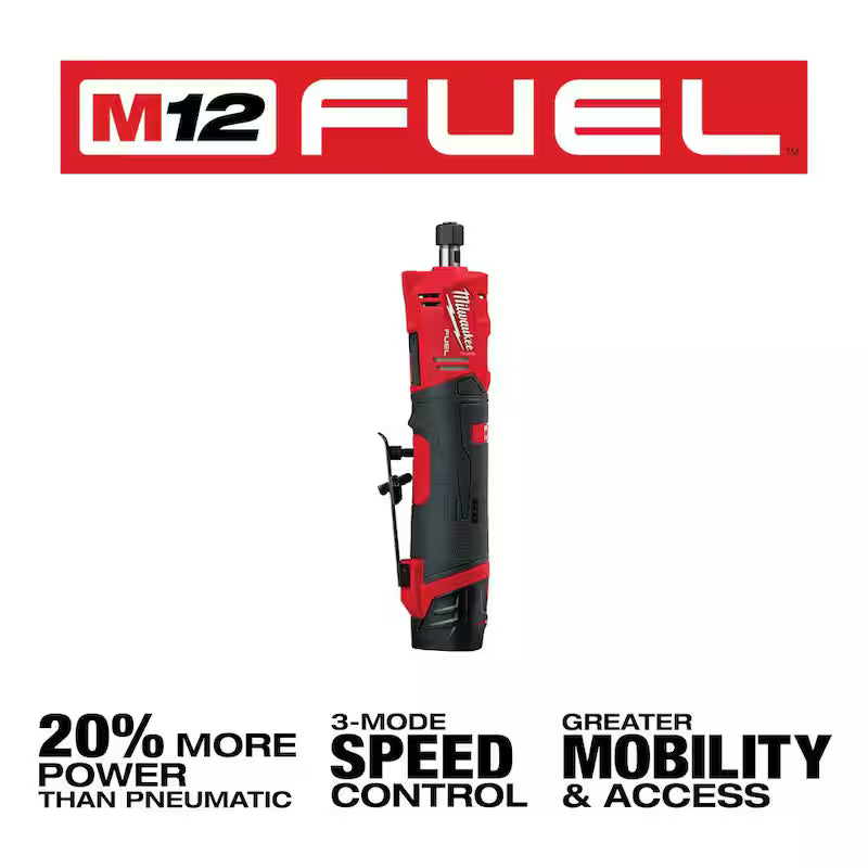 12V Lithium-Ion Cordless Straight Die Grinder Kit with 3/8 in. Ratchet J782985