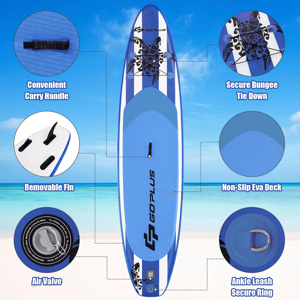 11' Inflatable Stand Up Paddle Board with Carry Bag L64787