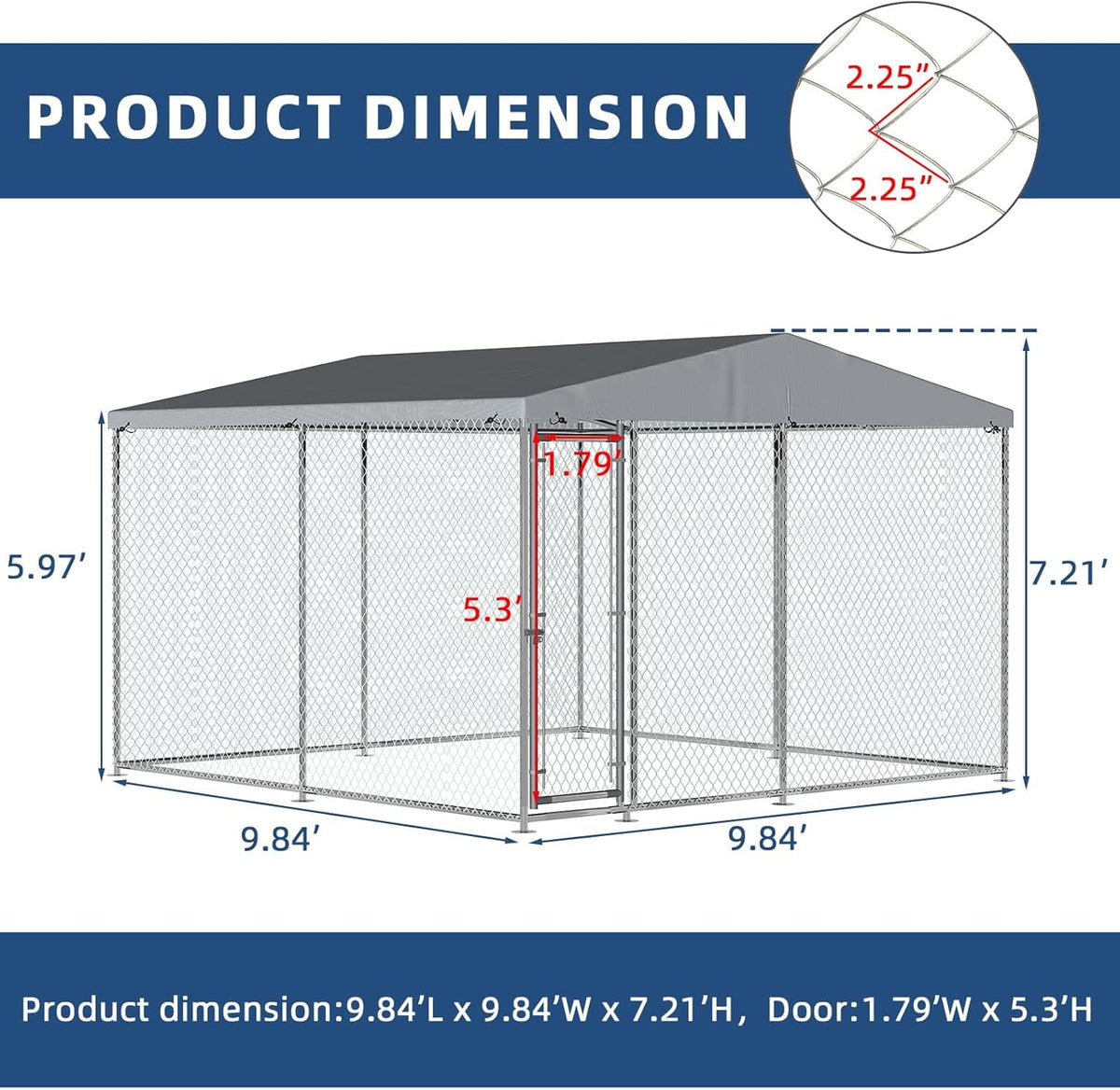 10x10 ft Extra Large Outdoor Dog Kennel with Roof U871