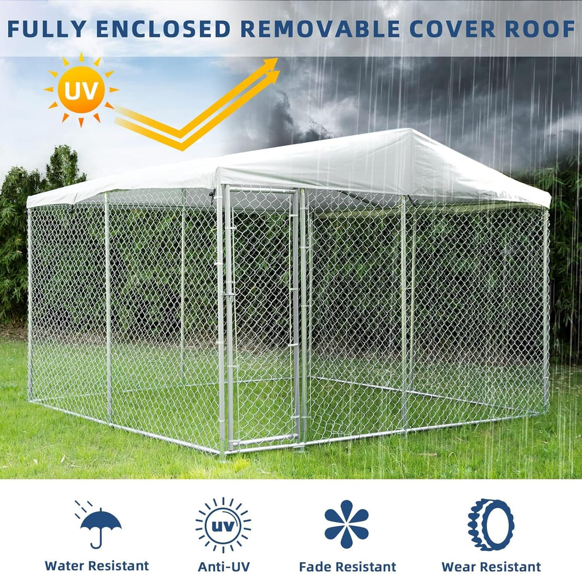 10x10 ft Extra Large Outdoor Dog Kennel with Roof U871