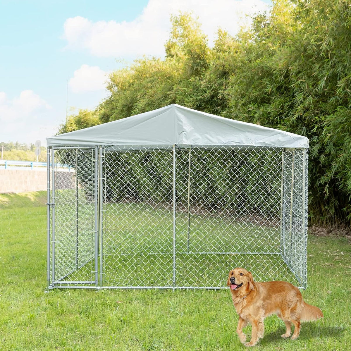 10x10 ft Extra Large Outdoor Dog Kennel with Roof U871