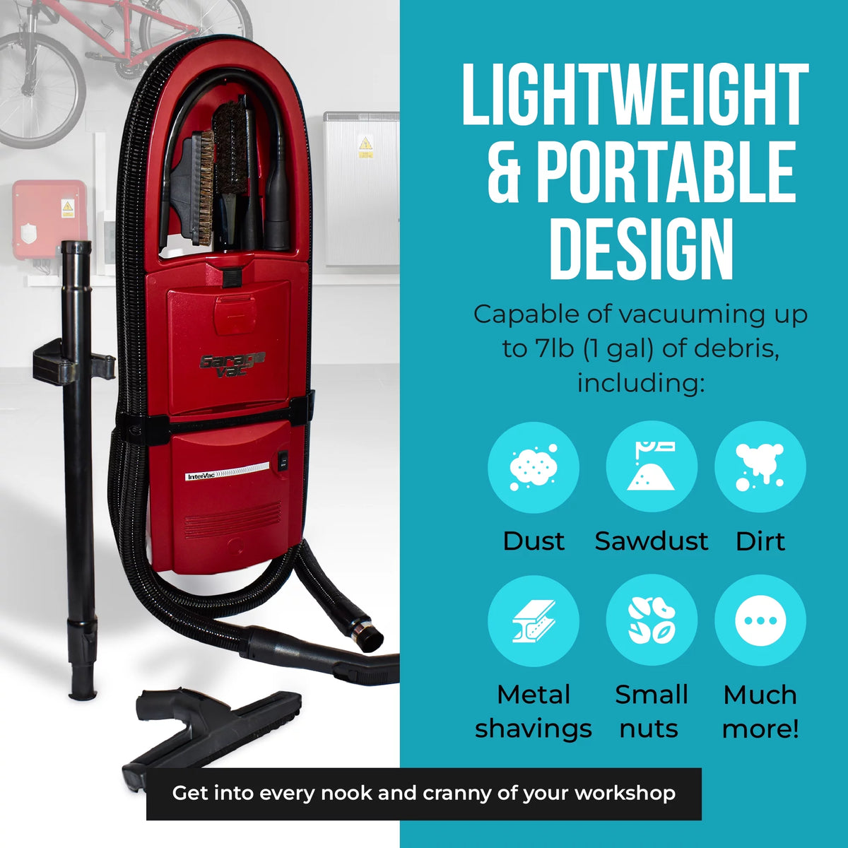 1 Gallon Wall Mounted Garage Vacuum Cleaner with Stretch Hose H455432