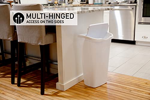 10 Gal Kitchen Trash Can with Dual Swing Lid, Pack of 2, White F713628