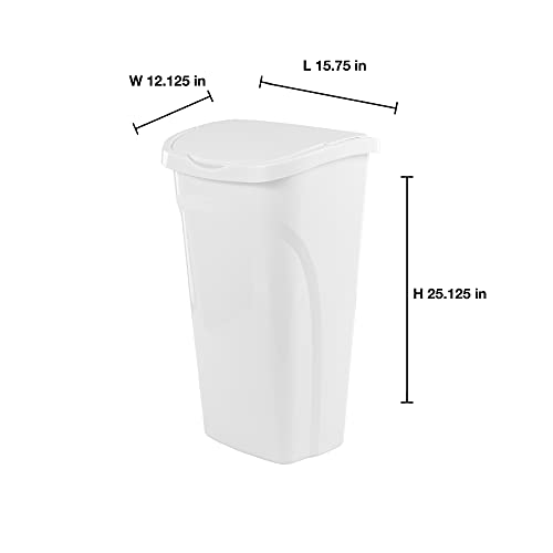 10 Gal Kitchen Trash Can with Dual Swing Lid, Pack of 2, White F713628