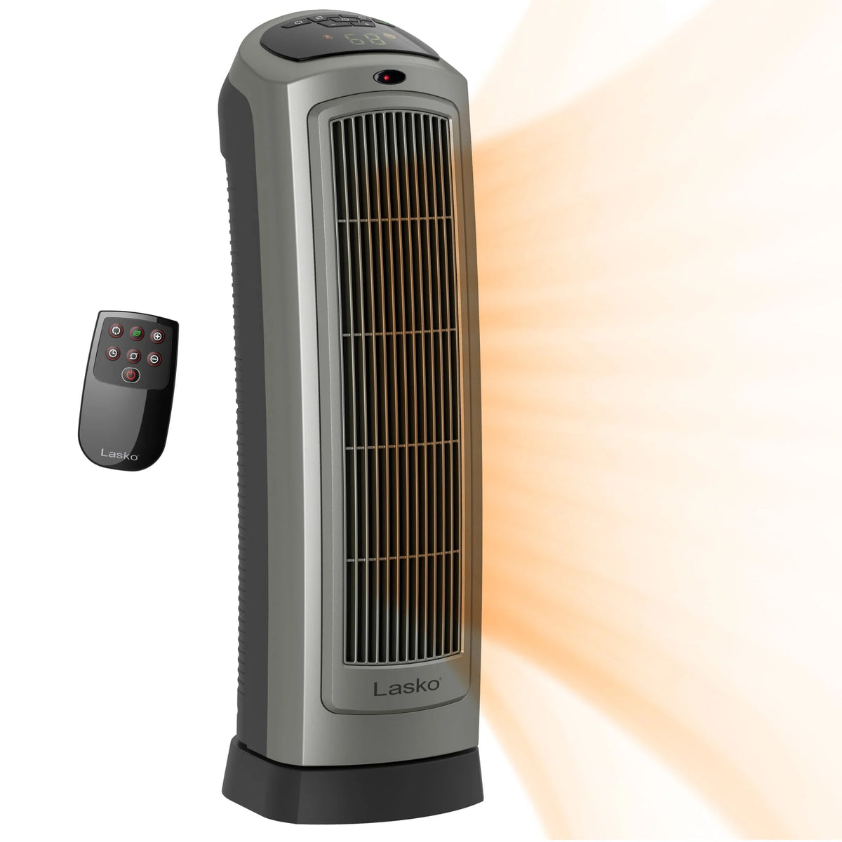 1500W Oscillating Ceramic Electric Tower Space Heater with Remote, Gray X750