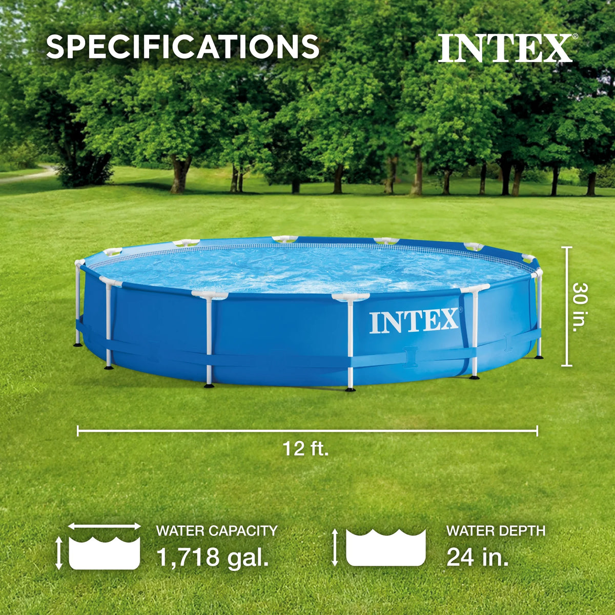 12' x 30 Metal Frame Round Above Ground Swimming Pool Z2053