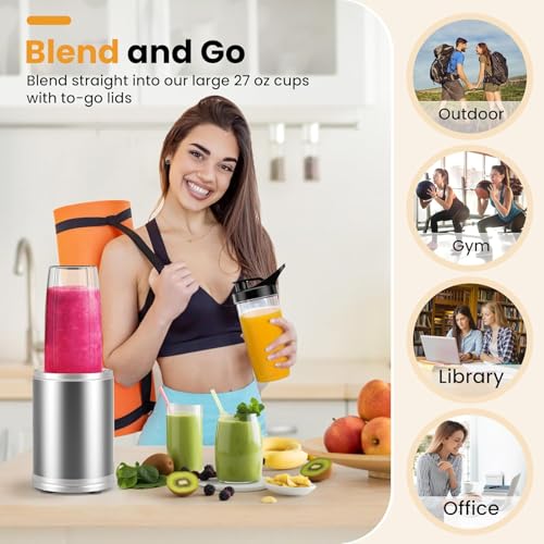 1300W Portable Smoothie Blender with 2 27Oz To-Go Cups K470025