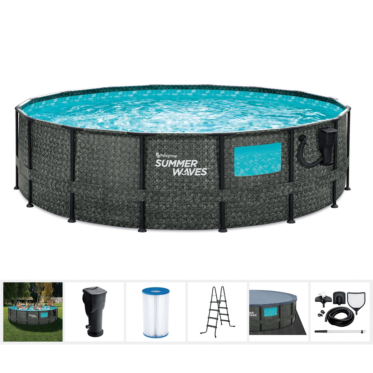 16ft x 48in Above Ground Swimming Pool Set with Pump I9920