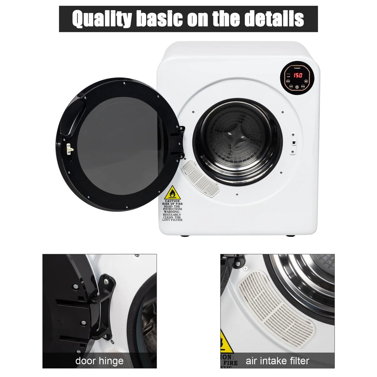 13.2LBS Electric Compact Laundry Dryer White J61566