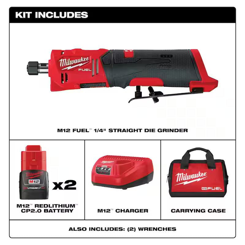 12V Lithium-Ion Cordless Straight Die Grinder Kit with 3/8 in. Ratchet J782985