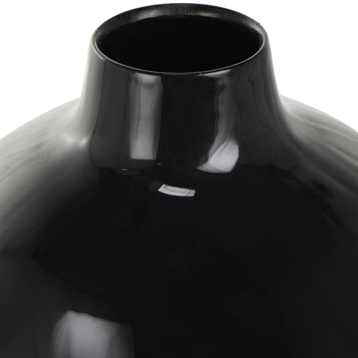 16" Abstract Black Metal Vase with Gold Detailing P417
