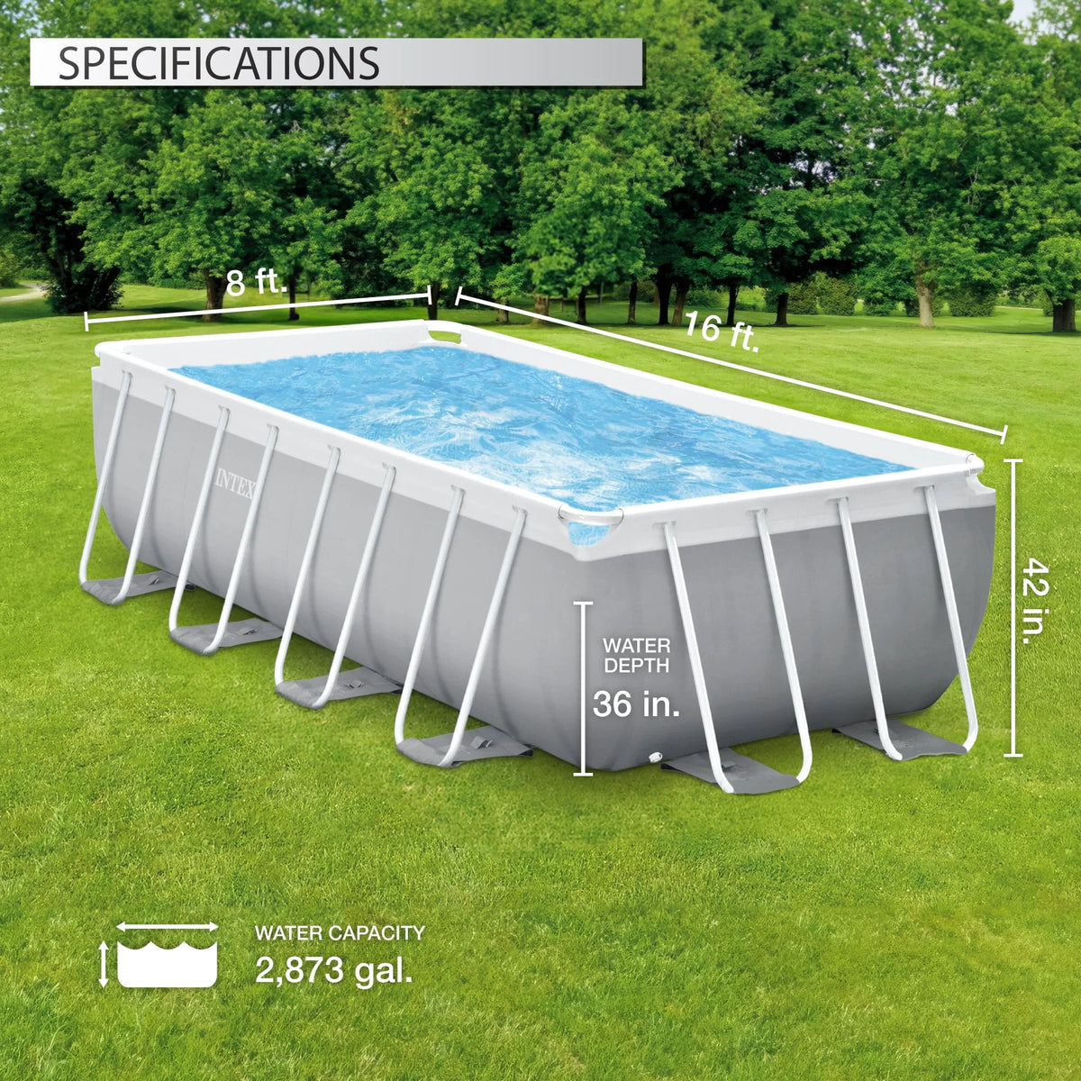 16Ft x 8Ft x 42In Rectangular Pool Set S594634