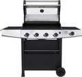 4-Burner Propane Gas Grill with Side Burner, Stainless Steel 60,000 BTU, Black F468943