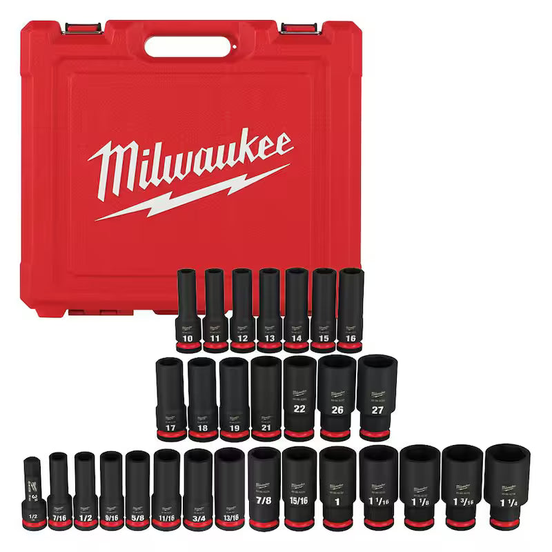 1/2 in. Drive SAE and Metric 6 Point Impact Socket Set (29-Piece) Q3141